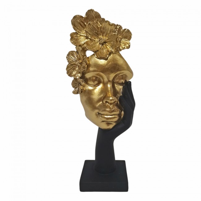 Διακοσμητική φιγούρα πολυεστερική σε χρώμα μαύρο/χρυσό 13x7.5x29.5