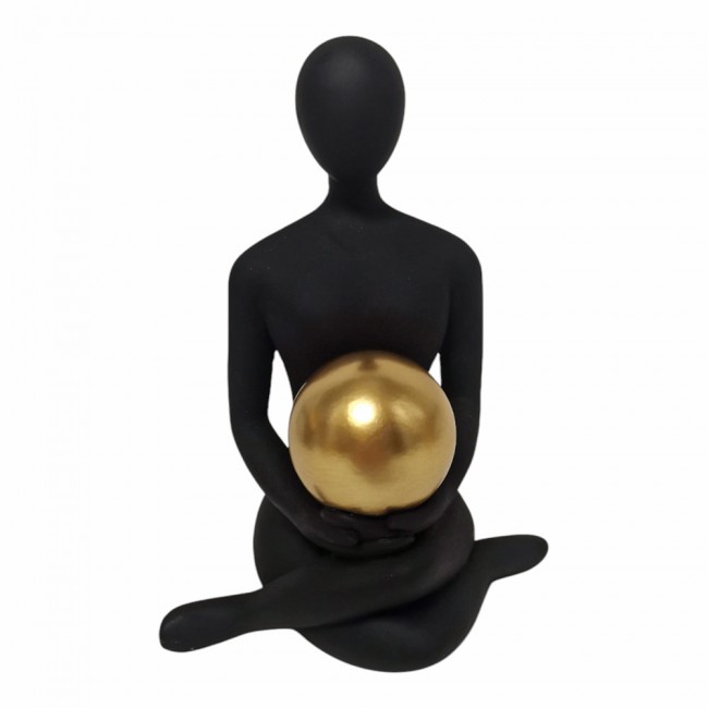 Διακοσμητική φιγούρα πολυεστερική σε χρώμα μαύρο/χρυσό 13.3x10x18.5