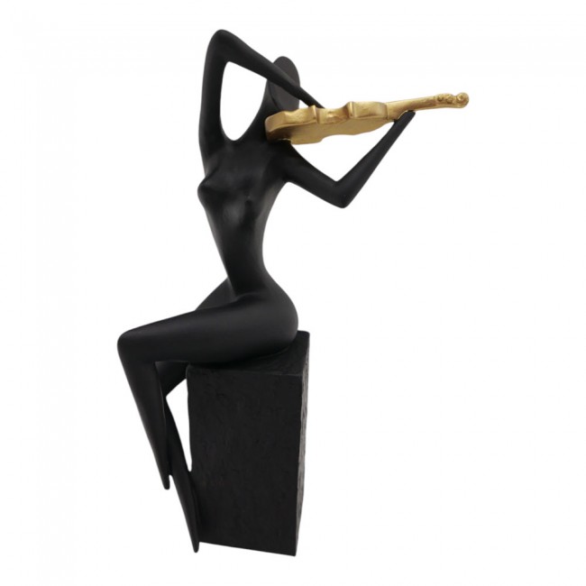 Διακοσμητική φιγούρα πολυεστερική σε χρώμα μαύρο/χρυσό 15x8x26