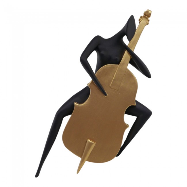 Διακοσμητική φιγούρα πολυεστερική σε χρώμα μαύρο/χρυσό 16x13x21