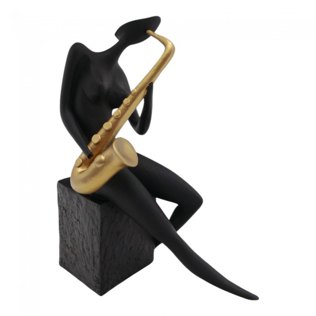 Διακοσμητική φιγούρα πολυεστερική σε χρώμα μαύρο/χρυσό 13x7x18