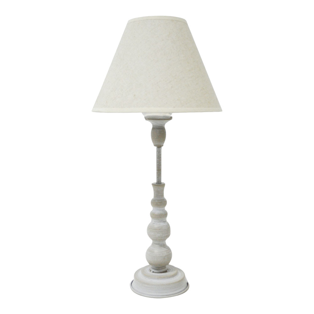 Φωτιστικό επιτραπέζιο από μέταλλο/ύφασμα σε χρώμα γκρι/μπεζ 23x23x49 Ε14/40W