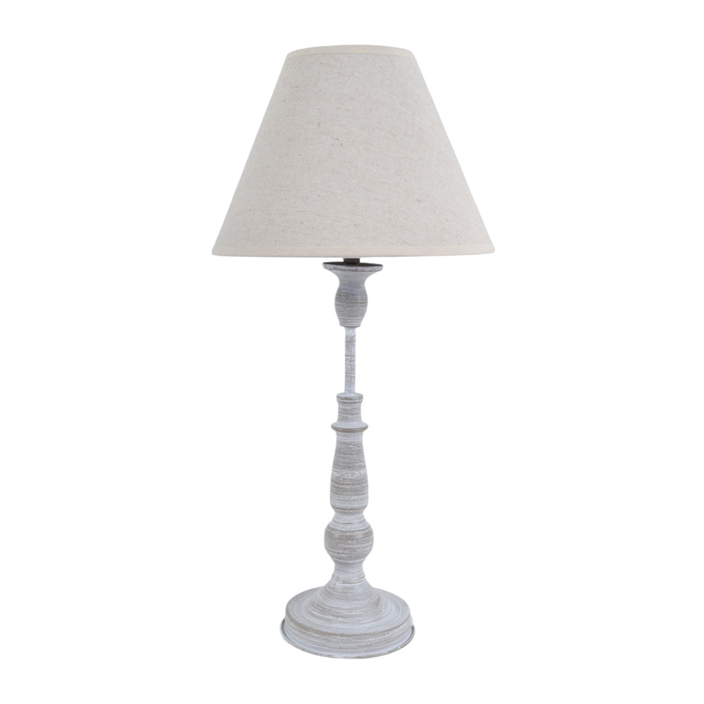 Φωτιστικό επιτραπέζιο από μέταλλο/ύφασμα σε χρώμα γκρι/μπεζ 23x23x49 Ε14/40W