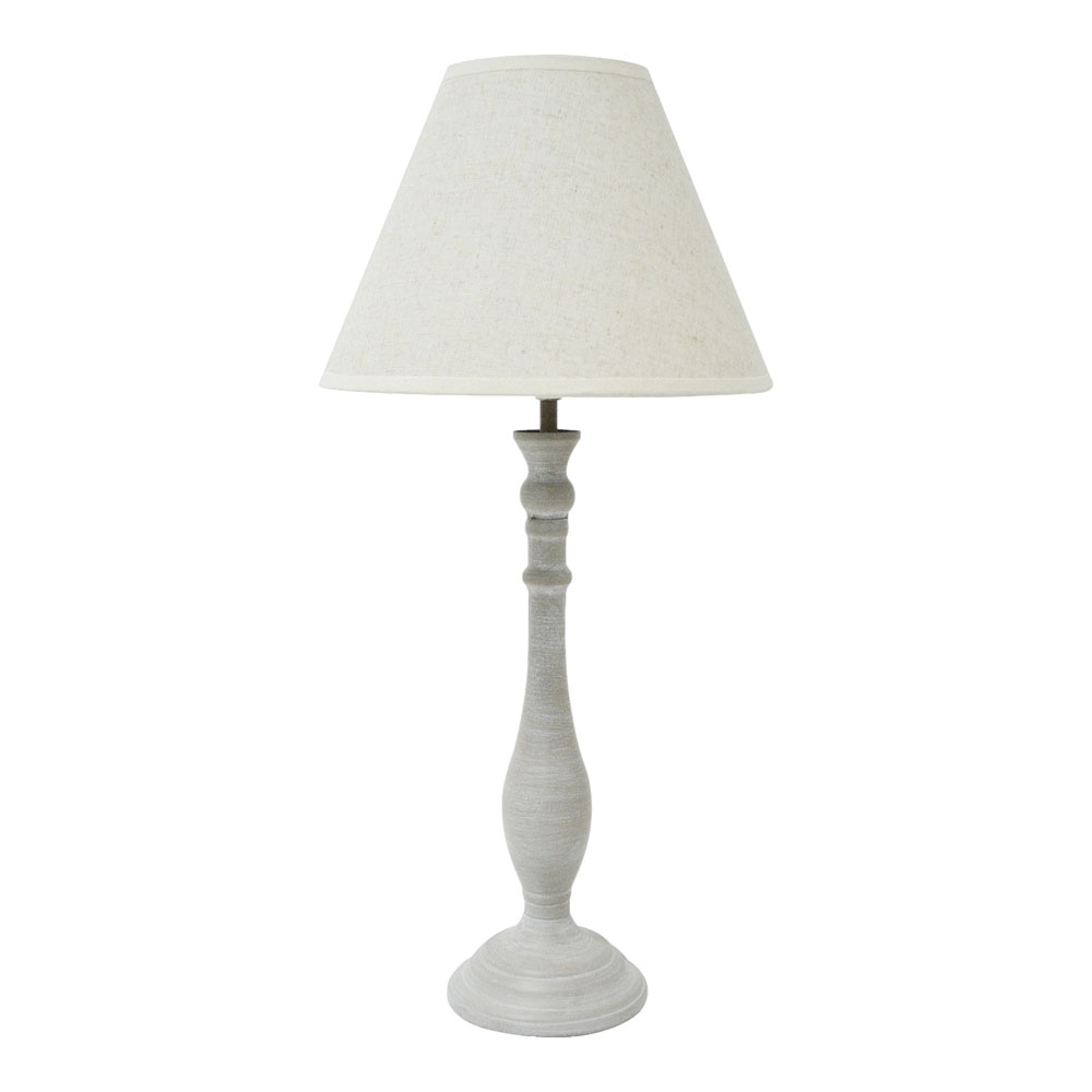 Φωτιστικό επιτραπέζιο από μέταλλο/ύφασμα σε χρώμα γκρι/μπεζ 21x21x49 Ε14/40W