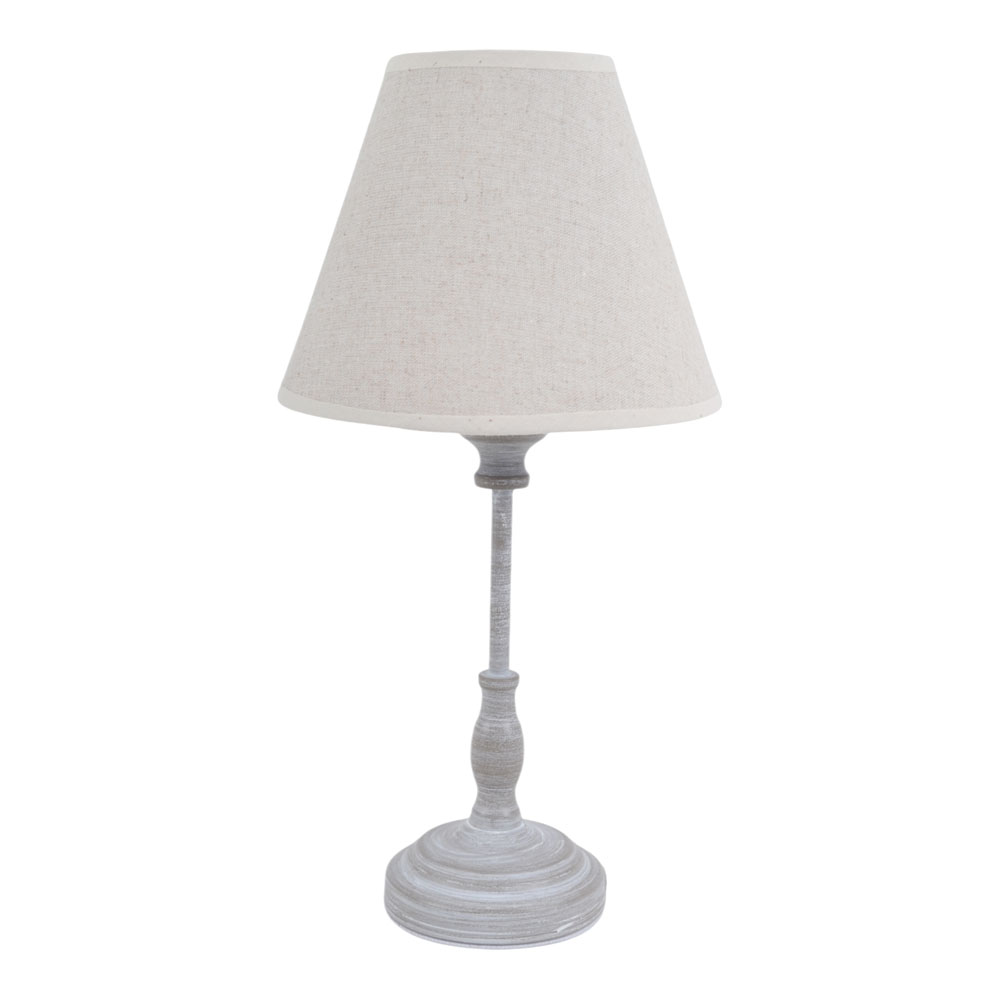 Φωτιστικό επιτραπέζιο από μέταλλο/ύφασμα σε χρώμα γκρι/μπεζ 19x19x37 Ε14/40W