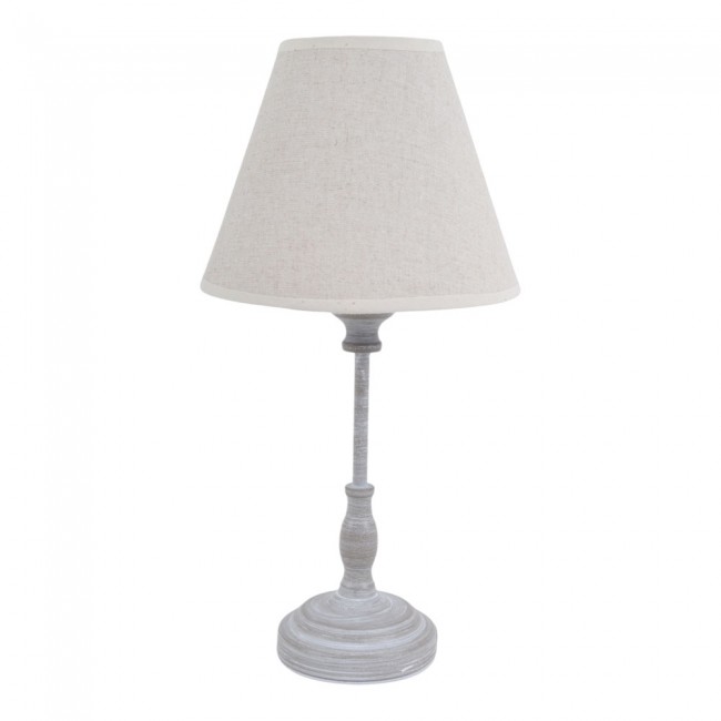 Φωτιστικό επιτραπέζιο από μέταλλο/ύφασμα σε χρώμα γκρι/μπεζ 19x19x37 Ε14/40W
