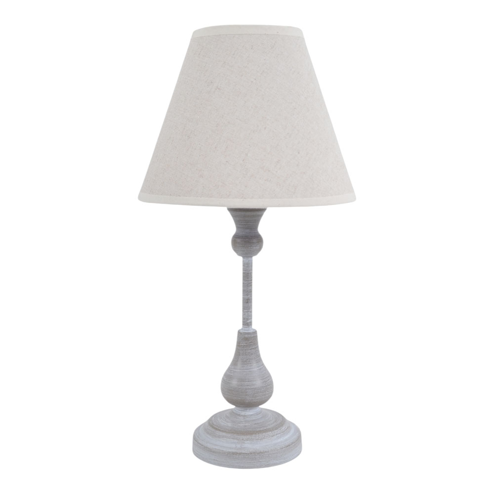 Φωτιστικό επιτραπέζιο από μέταλλο/ύφασμα σε χρώμα γκρι/μπεζ 19x19x37 Ε14/40W