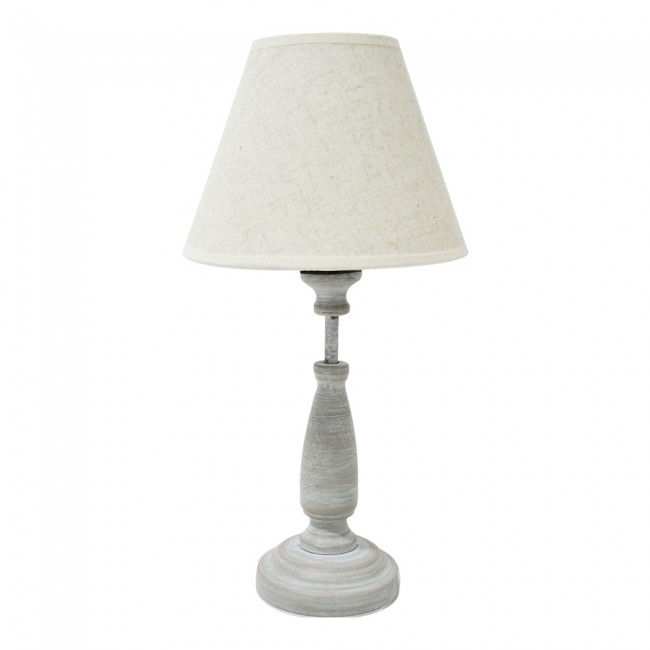 Φωτιστικό επιτραπέζιο από μέταλλο/ύφασμα σε χρώμα γκρι/μπεζ 19x19x37 Ε14/40W