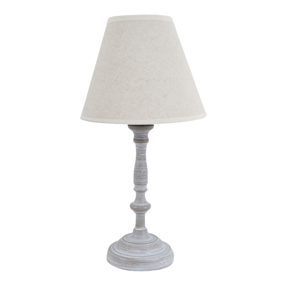 Φωτιστικό επιτραπέζιο από μέταλλο/ύφασμα σε χρώμα γκρι/μπεζ 19x19x37 Ε14/40W