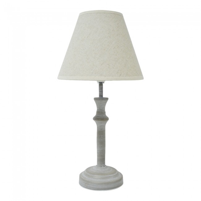 Φωτιστικό επιτραπέζιο από μέταλλο/ύφασμα σε χρώμα γκρι/μπεζ 19x19x37 Ε14/40W