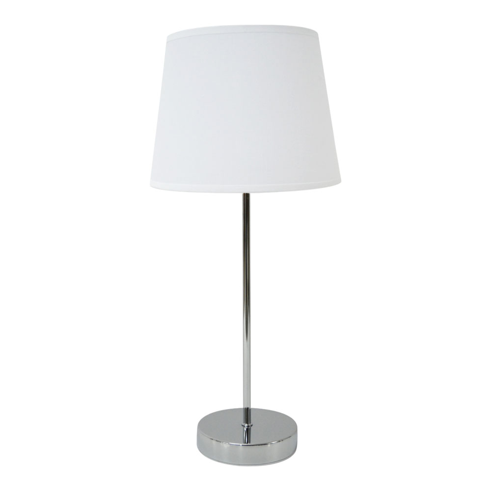 Φωτιστικό επιτραπέζιο από μέταλλο/ύφασμα σε χρώμα ασημί/λευκό 21x21x46 Ε14/40W