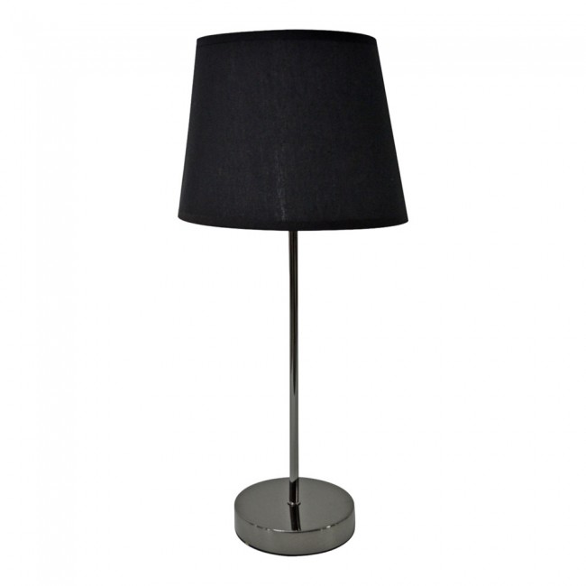 Φωτιστικό επιτραπέζιο από μέταλλο/ύφασμα σε χρώμα μαύρο φιμέ/μαύρο 21x21x46 Ε14/40W