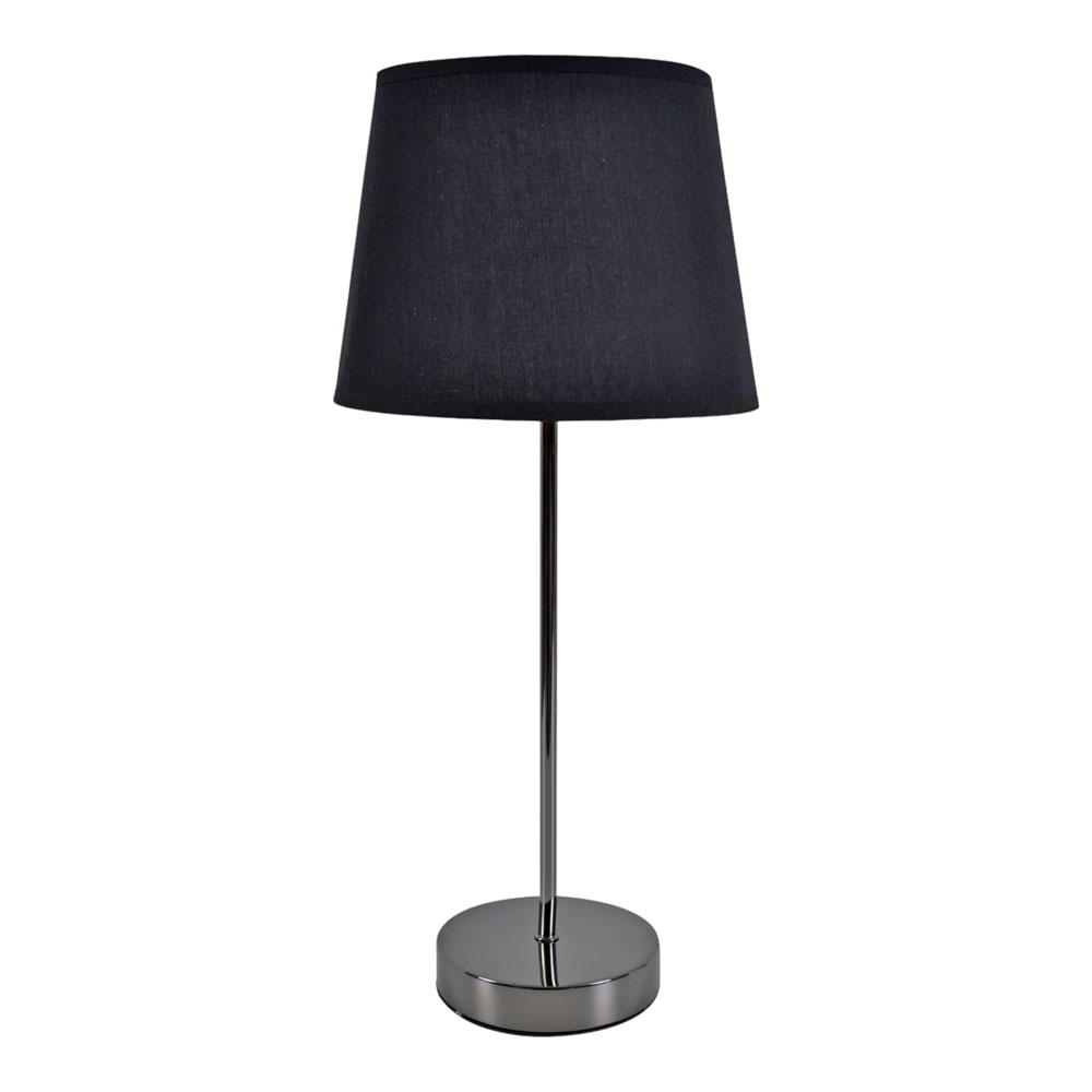 Φωτιστικό επιτραπέζιο από μέταλλο/ύφασμα σε χρώμα μαύρο φιμέ/μαύρο 21x21x46 Ε14/40W