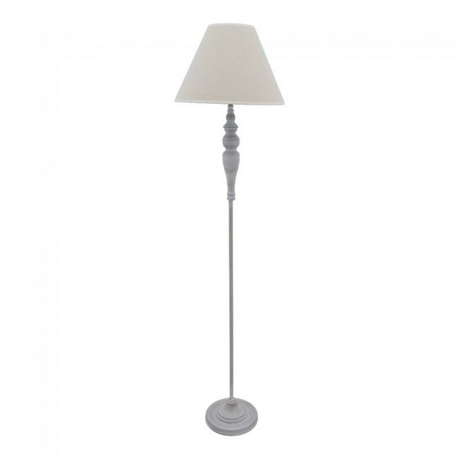 Φωτιστικό δαπέδου από μέταλλο/ύφασμα σε χρώμα γκρι/μπεζ 38x38x154 Ε27/60W