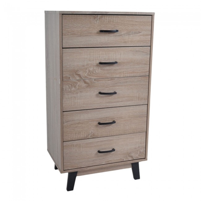 Συρταριέρα από ξύλο σε χρώμα φυσικό 60x40x112