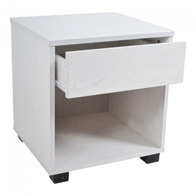 Κομοδίνο από ξύλο σε χρώμα λευκό 40x36x43