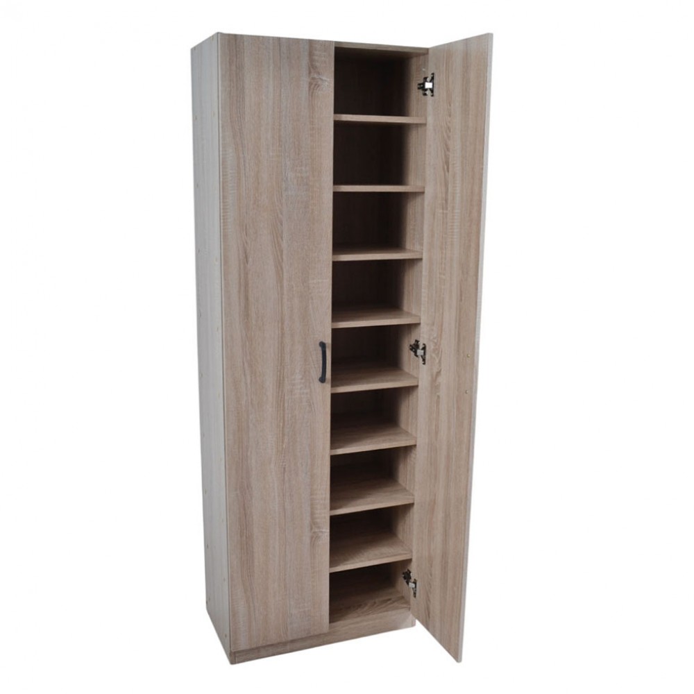 Παπουτσοθήκη-ντουλάπα από ξύλο σε χρώμα φυσικό 60x35x173