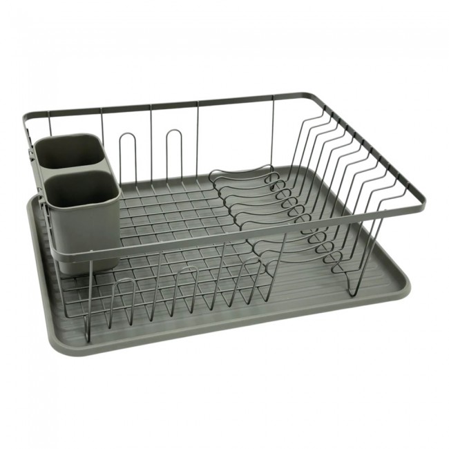 Πιατοθήκη από μέταλλο/πλαστικό σε χρώμα λαδί ματ 43x32x14.5