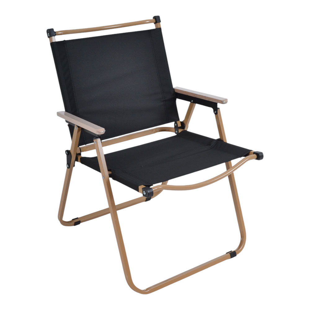 Πολυθρόνα παραλίας-camping πτυσσόμενη από μέταλλο/ύφασμα σε χρώμα μπεζ/μαύρο 54x53x80
