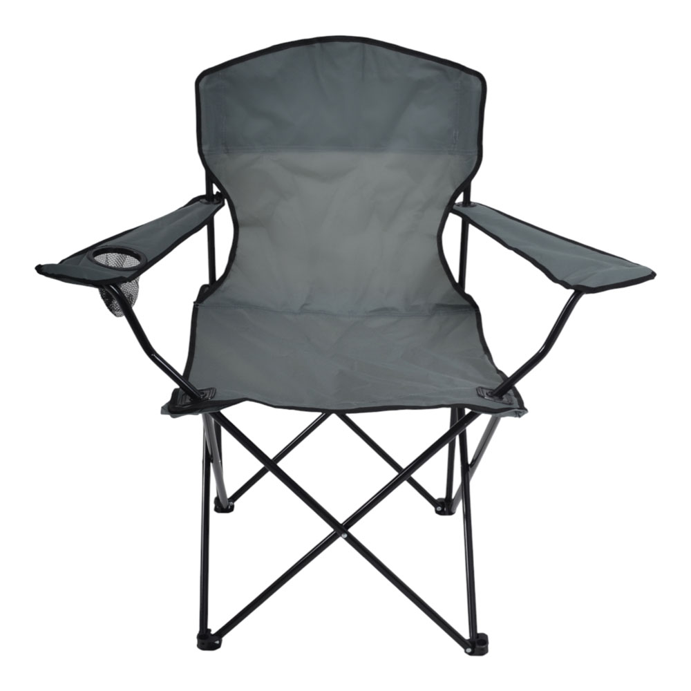 Πολυθρόνα παραλίας-camping βαρέως τύπου πτυσσόμενη από μέταλλο/ύφασμα σε χρώμα γκρι 93x55x94