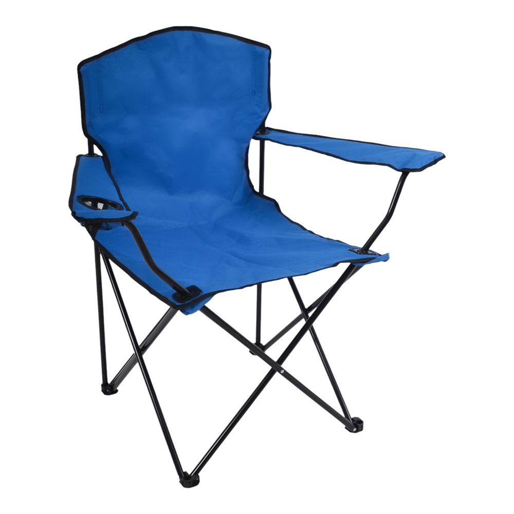 Πολυθρόνα παραλίας-camping βαρέως τύπου πτυσσόμενη από μέταλλο/ύφασμα σε χρώμα μπλε 93x55x94