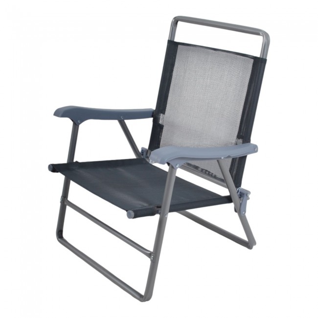 Πολυθρόνα παραλίας-camping πτυσσόμενη από μέταλλο/ύφασμα σε χρώμα σκούρο γκρι 55x62x71