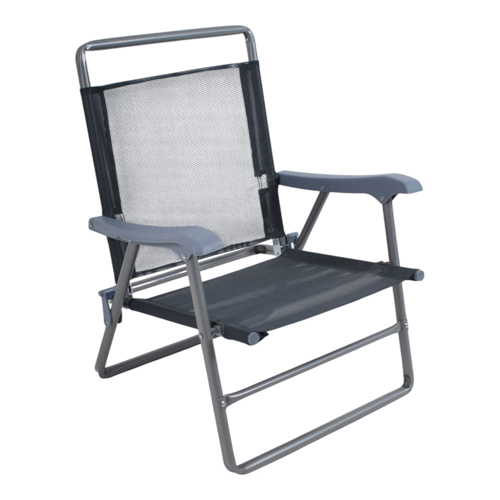 Πολυθρόνα παραλίας-camping πτυσσόμενη από μέταλλο/ύφασμα σε χρώμα σκούρο γκρι 55x62x71