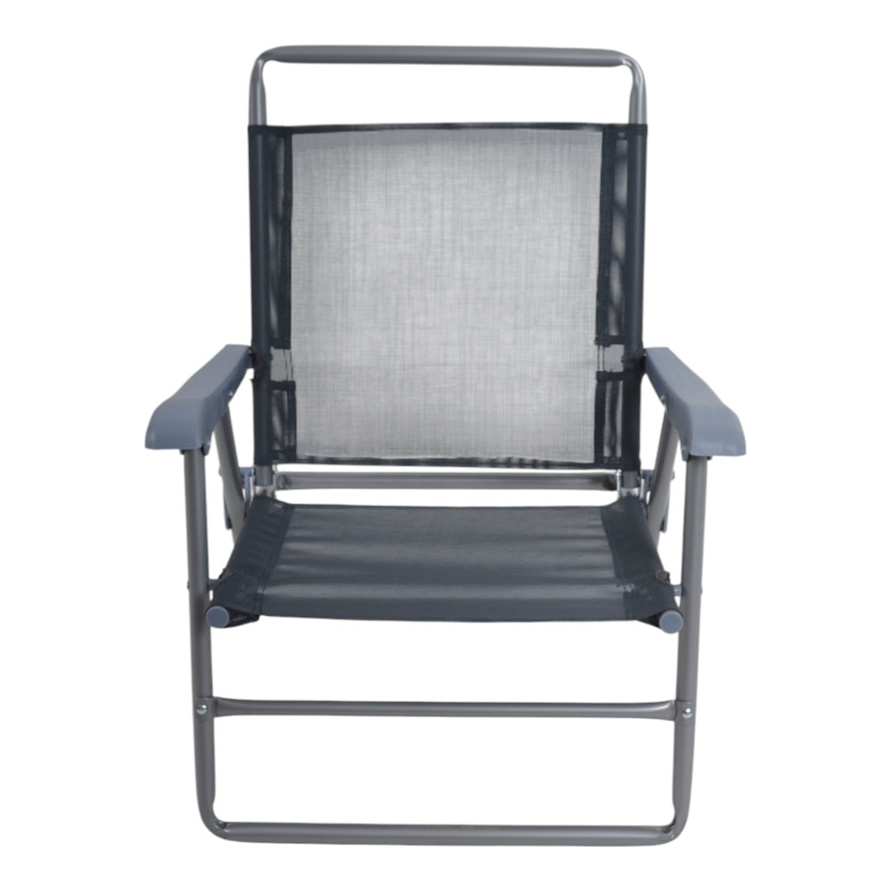 Πολυθρόνα παραλίας-camping πτυσσόμενη από μέταλλο/ύφασμα σε χρώμα σκούρο γκρι 55x62x71
