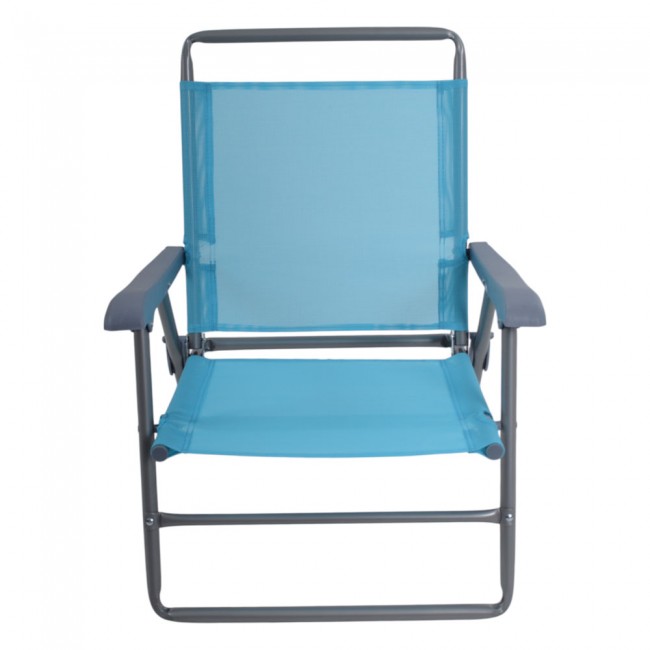Πολυθρόνα παραλίας-camping πτυσσόμενη από μέταλλο/ύφασμα σε χρώμα γαλάζιο 55x62x71