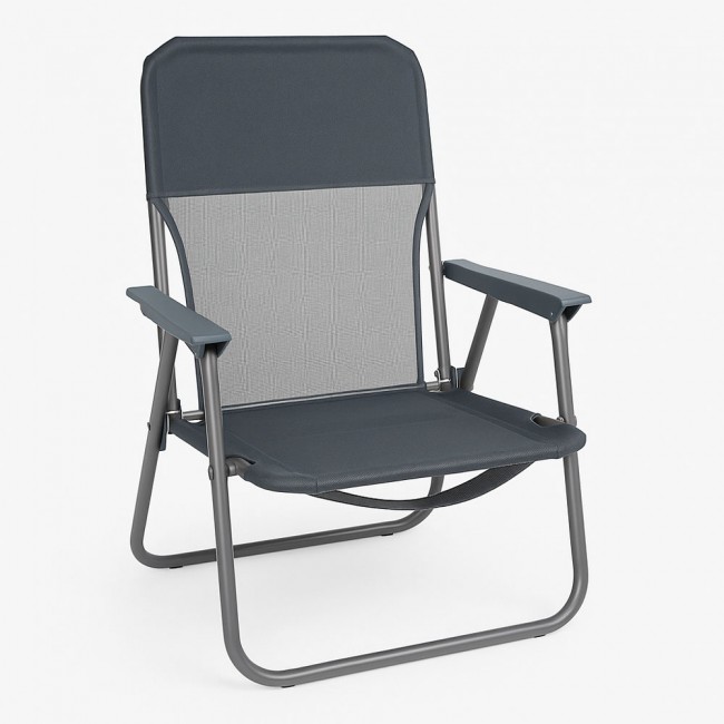 Πολυθρόνα παραλίας-camping πτυσσόμενη από μέταλλο/ύφασμα σε χρώμα γκρι 53x58x70