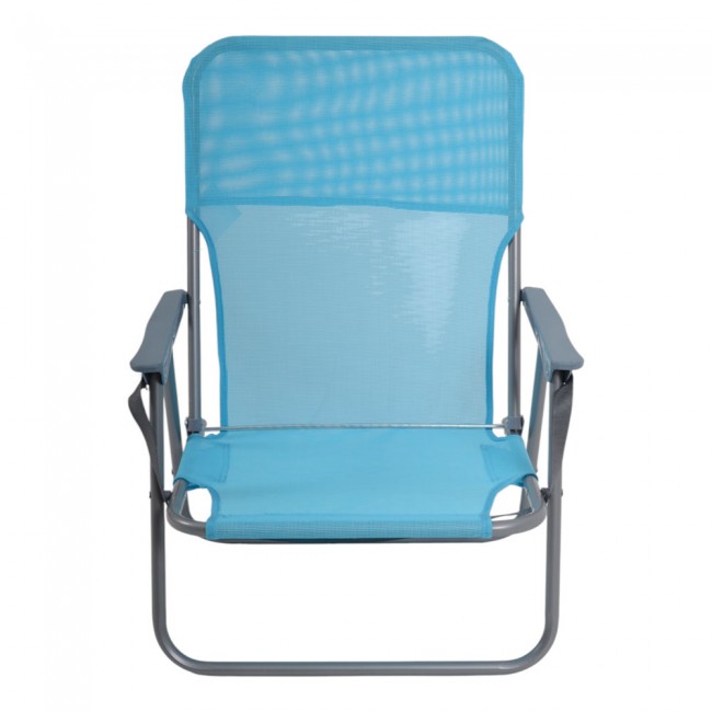 Πολυθρόνα παραλίας-camping πτυσσόμενη από μέταλλο/ύφασμα σε χρώμα γαλάζιο 53x58x70