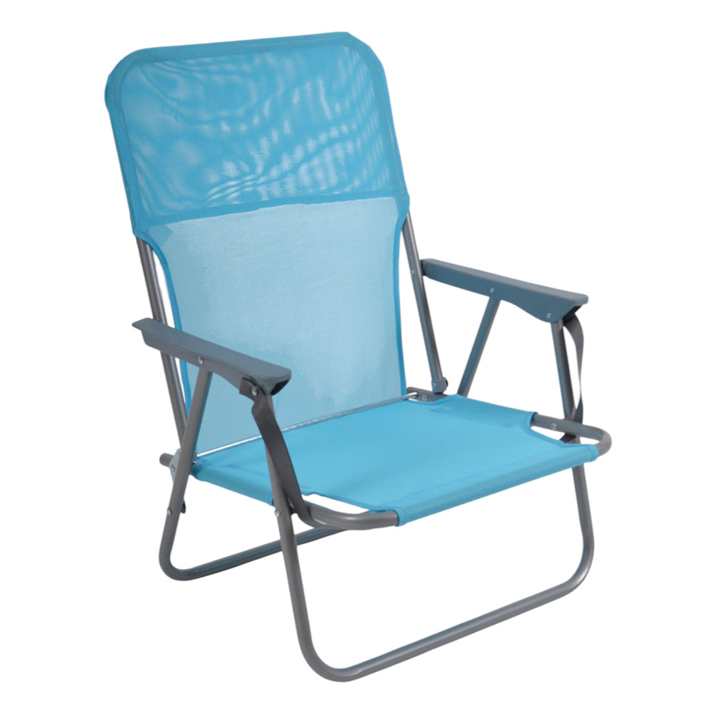 Πολυθρόνα παραλίας-camping πτυσσόμενη από μέταλλο/ύφασμα σε χρώμα γαλάζιο 53x58x70