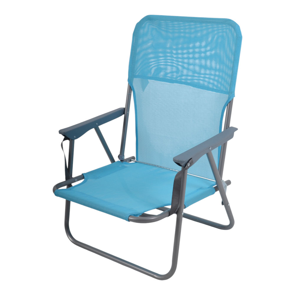 Πολυθρόνα παραλίας-camping πτυσσόμενη από μέταλλο/ύφασμα σε χρώμα γαλάζιο 53x58x70