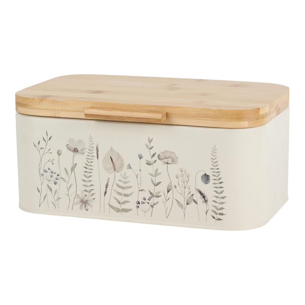 Ψωμιέρα από μέταλλο/μπαμπού σε χρώμα μπεζ/φυσικό 30x19.8x13.4