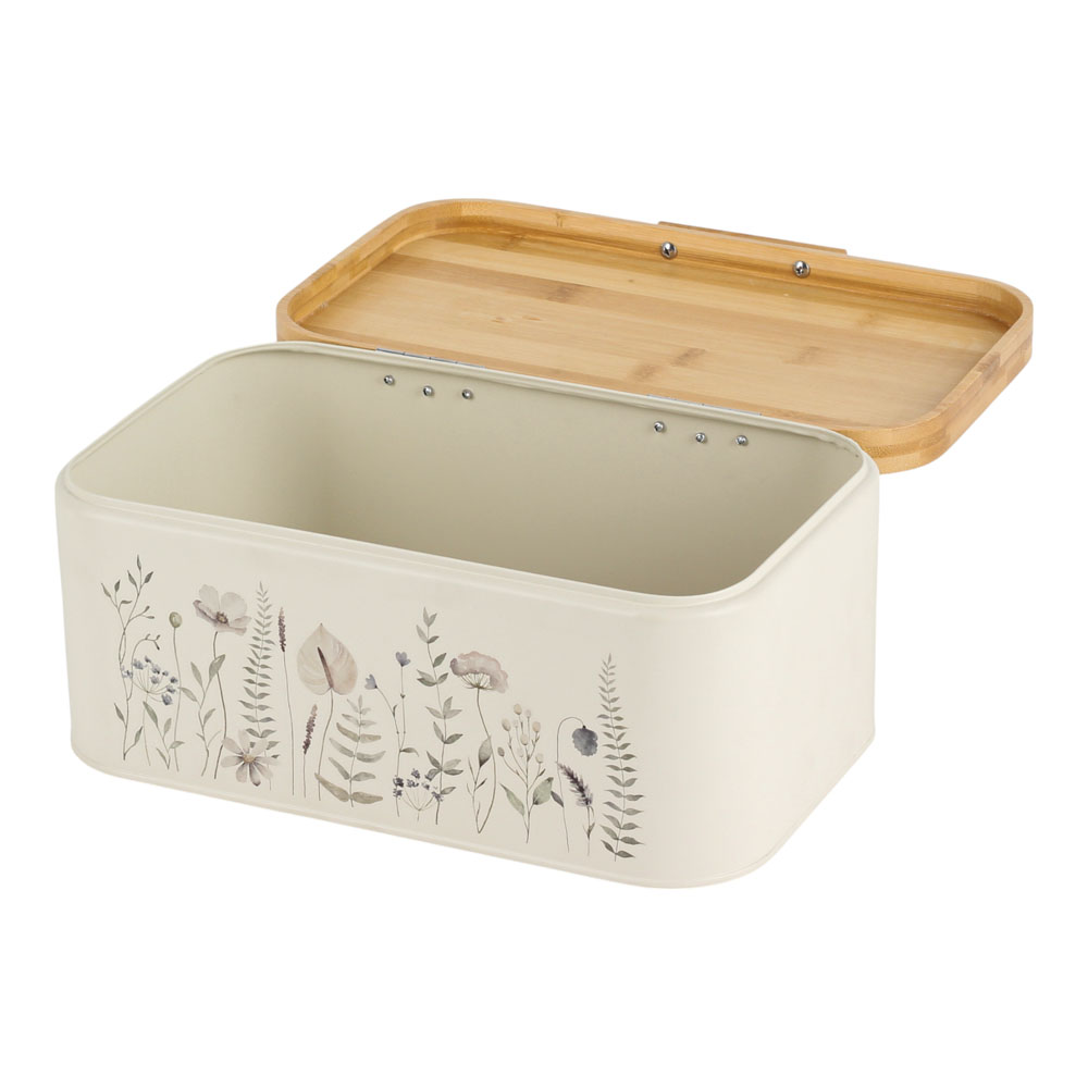 Ψωμιέρα από μέταλλο/μπαμπού σε χρώμα μπεζ/φυσικό 30x19.8x13.4