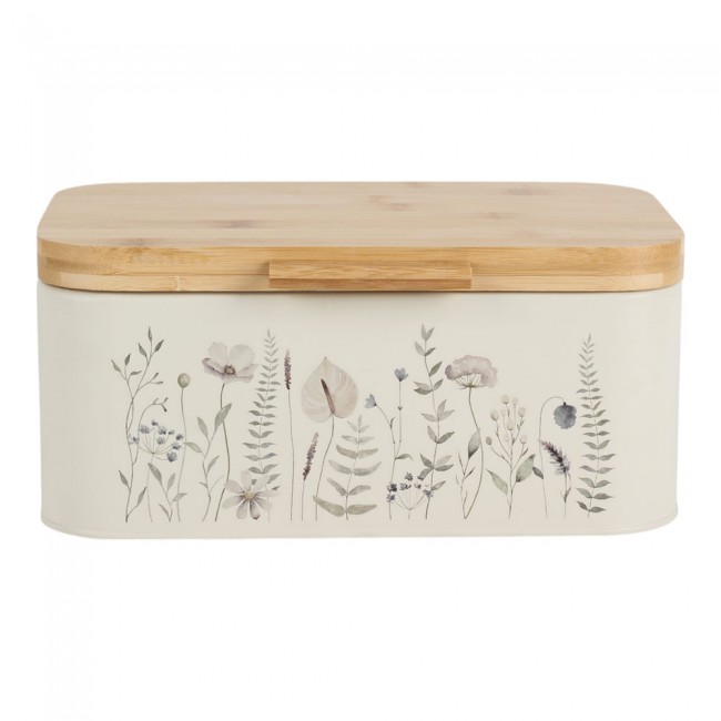 Ψωμιέρα από μέταλλο/μπαμπού σε χρώμα μπεζ/φυσικό 30x19.8x13.4