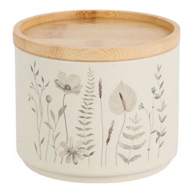 Σετ βάζα αποθήκευσης 2 τμχ από μέταλλο/μπαμπού σε χρώμα μπεζ/φυσικό 11.3x11.3x9.6