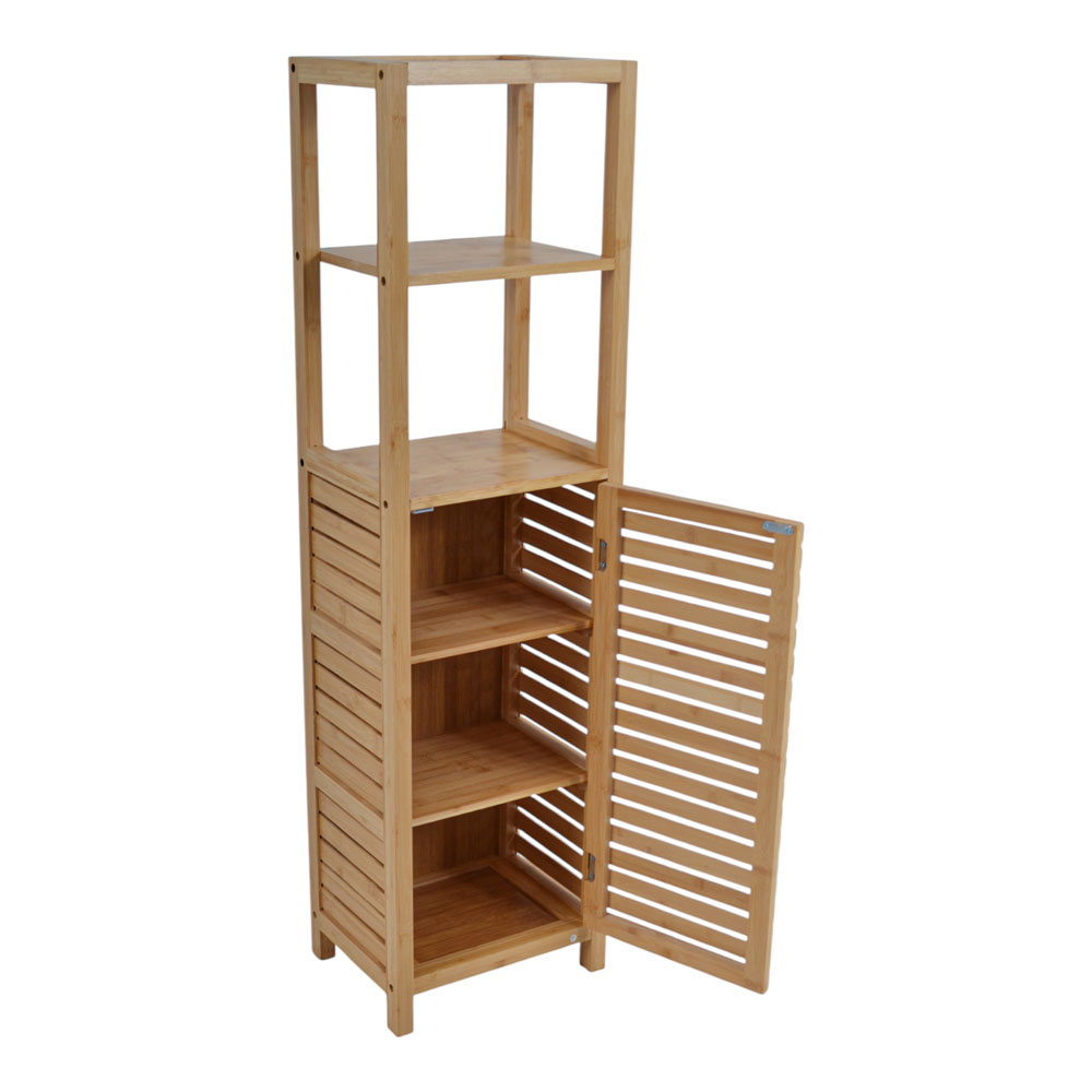Ντουλάπι-στήλη με ράφια από ξύλο μπαμπού σε χρώμα φυσικό 33x25x120