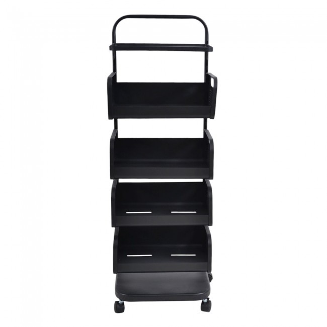 Τρόλεϊ αποθήκευσης από μέταλλο σε χρώμα μαύρο ματ 37x22x106