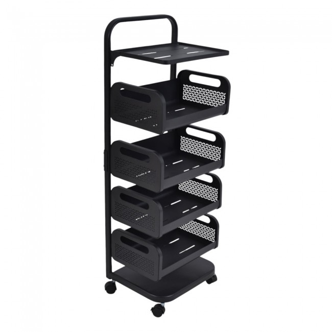 Τρόλεϊ αποθήκευσης από μέταλλο σε χρώμα μαύρο ματ 37x22x106