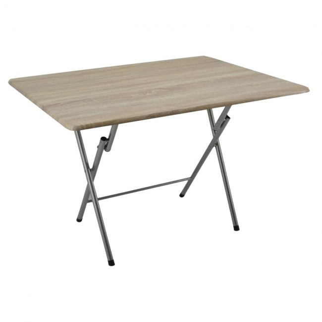 Τραπέζι πτυσσόμενο από μέταλλο/ξύλο σε χρώμα ασημί/φυσικό 100x60x70