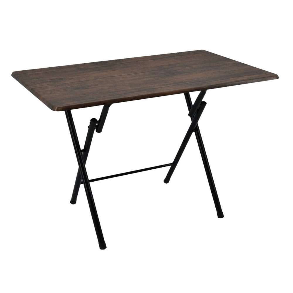 Τραπέζι πτυσσόμενο από μέταλλο/ξύλο σε χρώμα μαύρο/καφέ 100x60x70