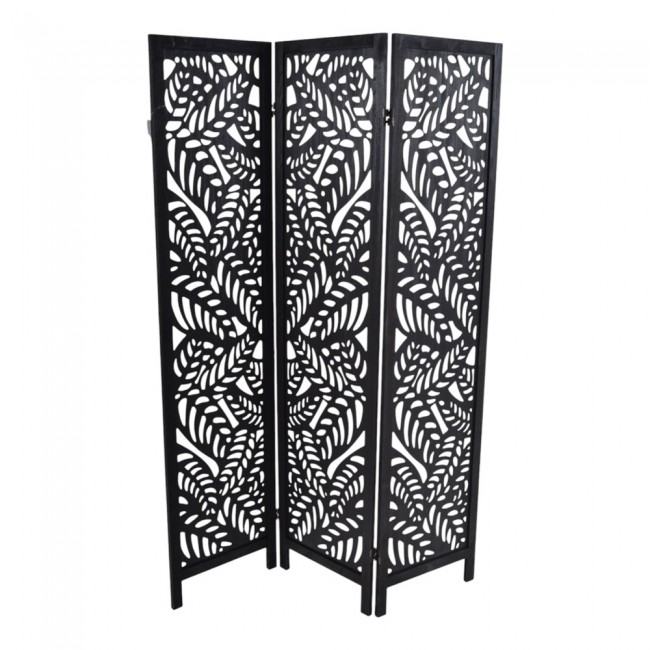 Παραβάν τριπλό από ξύλο σε χρώμα μαύρο 120x6x170