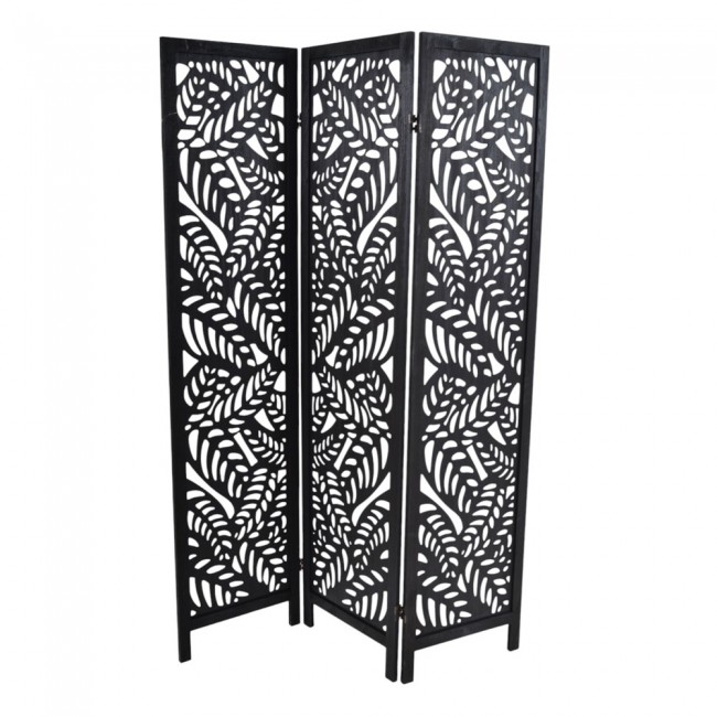 Παραβάν τριπλό από ξύλο σε χρώμα μαύρο 120x6x170