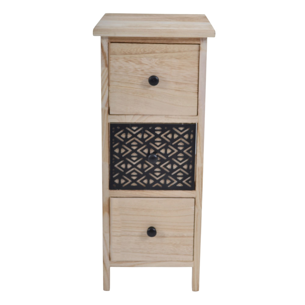 Συρταριέρα από ξύλο σε χρώμα φυσικό/μαύρο 26x32x62