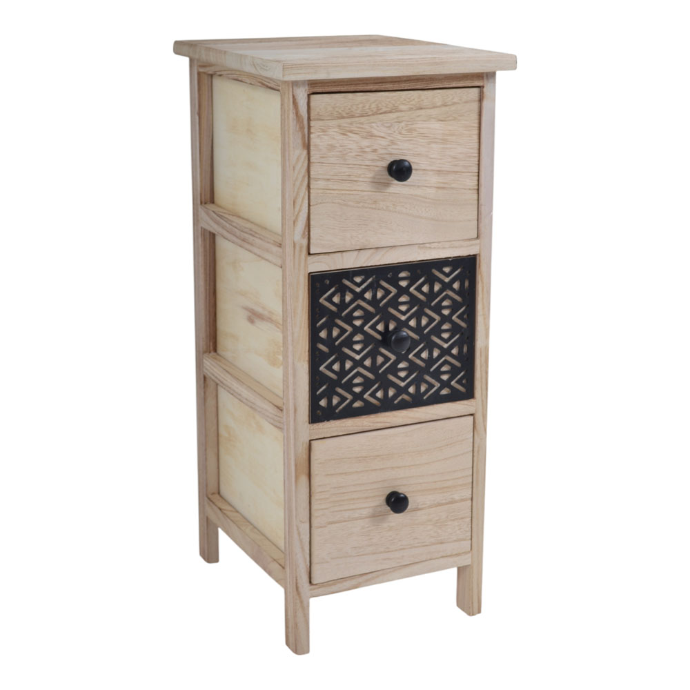 Συρταριέρα από ξύλο σε χρώμα φυσικό/μαύρο 26x32x62