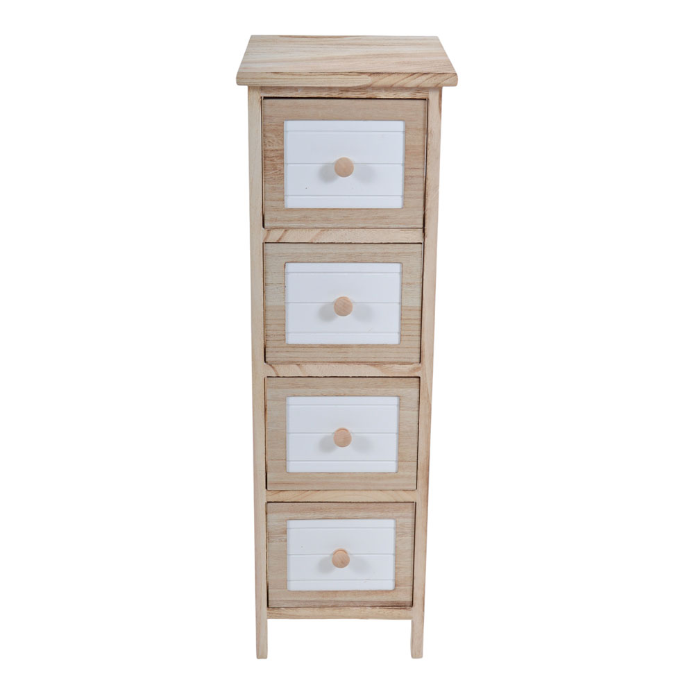 Συρταριέρα από ξύλο σε χρώμα φυσικό/λευκό 26x32x80