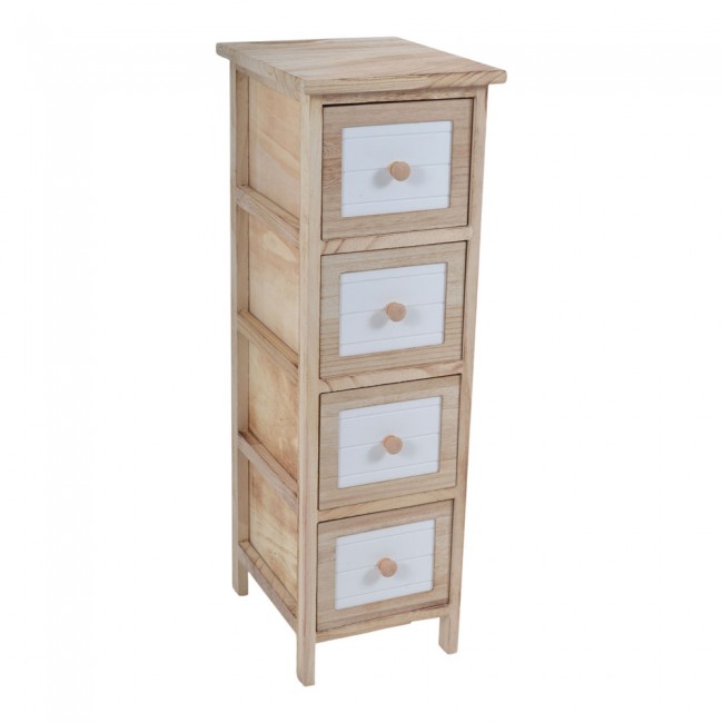 Συρταριέρα από ξύλο σε χρώμα φυσικό/λευκό 26x32x80