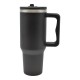 Ποτήρι θερμός ανοξείδωτο με καλαμάκι σε χρώμα μαύρο 1,2lt 9.8x26