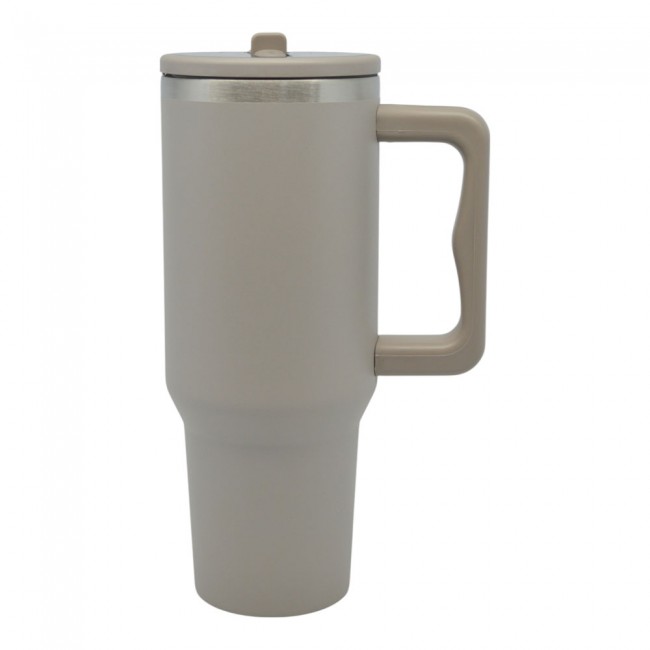 Ποτήρι θερμός ανοξείδωτο με καλαμάκι σε χρώμα taupe 1,2lt 9.8x26